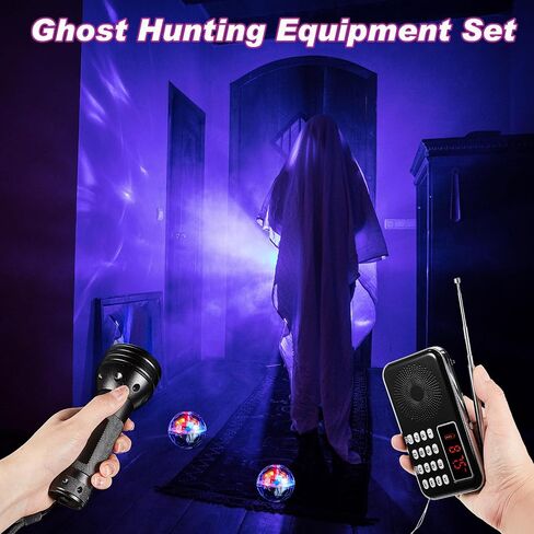 تتضمن مجموعة معدات الصيد الأشباح 6 PCS 1 راديو FM ، 4 كرات Cat Light (تشمل البطارية) ، 1 مصباح يدوي للأشعة فوق البنفسجية للبحث الخارق in Saudi Arabia