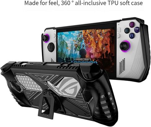 NUHFUFA Protective Case with Bracket Compatible with Rog Ally 7-inch Handheld 2023, Ergonomic Arc Design TPU Grip Cover Anti-collision(Black) in Saudi Arabia