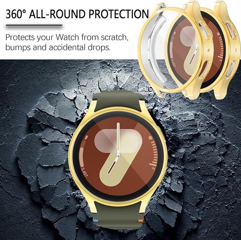 Wugongyan Case Compatible with Samsung Galaxy Watch 7 40mm Screen Protector Case Flexible Soft TPU All-Around Protective Face Cover for Galaxy Watch 7 Accessories(Gold, 40mm) in Saudi Arabia