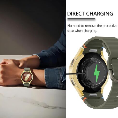 Wugongyan Case Compatible with Samsung Galaxy Watch 7 40mm Screen Protector Case Flexible Soft TPU All-Around Protective Face Cover for Galaxy Watch 7 Accessories(Gold, 40mm) in Saudi Arabia