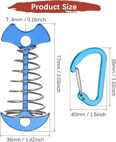 أوتاد مرساة سطح Fishbone مع الابازيم [10pcs] - حصص خيمة الألومنيوم مع استخدام الإبزيم الربيعي للتخييم والمشي - in Saudi Arabia