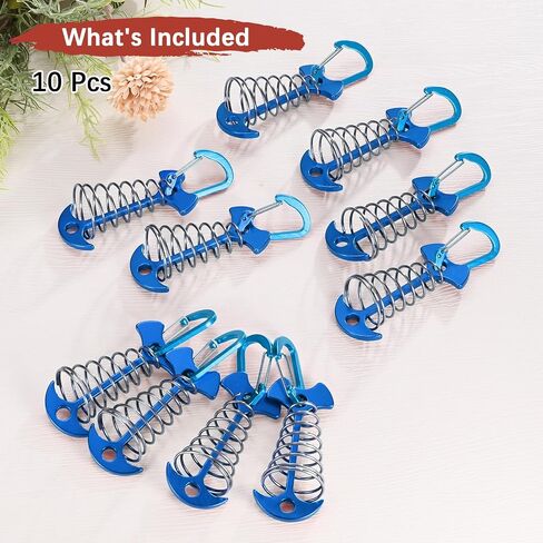 أوتاد مرساة سطح Fishbone مع الابازيم [10pcs] - حصص خيمة الألومنيوم مع استخدام الإبزيم الربيعي للتخييم والمشي - in Saudi Arabia