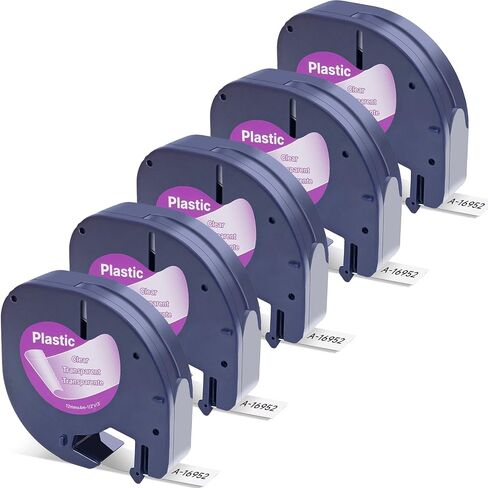 بديل لعبوات DYMO LetraTag، لعبوات صانع الملصقات Dymo، شريط ملصقات ورق 91330 12 مم (1/2 بوصة × 13 قدم) لملصقات Dymo Letra Tag 100H 100T 200B QX50 (أسود على أبيض، 5 عبوات) in Kuwait