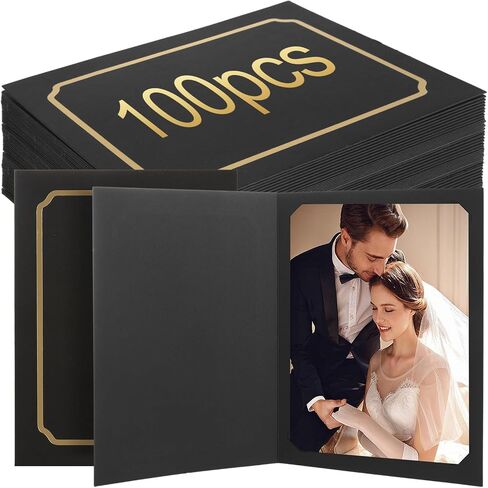 100 PCS مجلدات صور لـ 4x6 أو 5x7 إطار صورة الورق ، إطارات صور الورق الورقية السوداء لبطاقات المعايدة ، صور ، صور عيد الميلاد ، حفل زفاف ، تخرج in Saudi Arabia