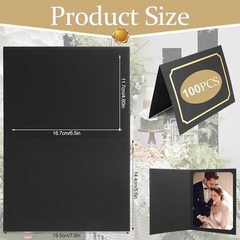 100 PCS مجلدات صور لـ 4x6 أو 5x7 إطار صورة الورق ، إطارات صور الورق الورقية السوداء لبطاقات المعايدة ، صور ، صور عيد الميلاد ، حفل زفاف ، تخرج in Saudi Arabia