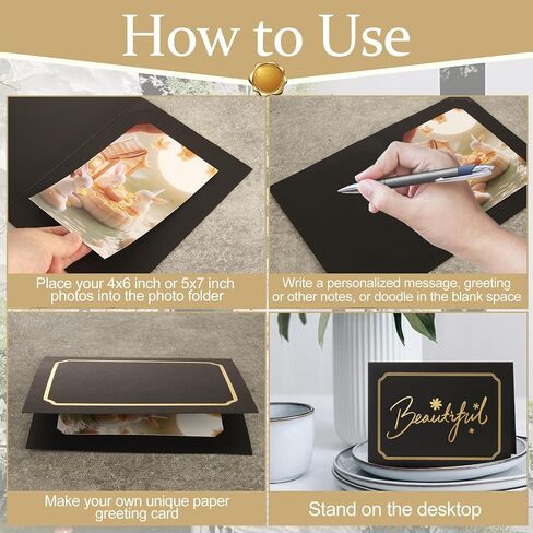 100 PCS مجلدات صور لـ 4x6 أو 5x7 إطار صورة الورق ، إطارات صور الورق الورقية السوداء لبطاقات المعايدة ، صور ، صور عيد الميلاد ، حفل زفاف ، تخرج in Saudi Arabia