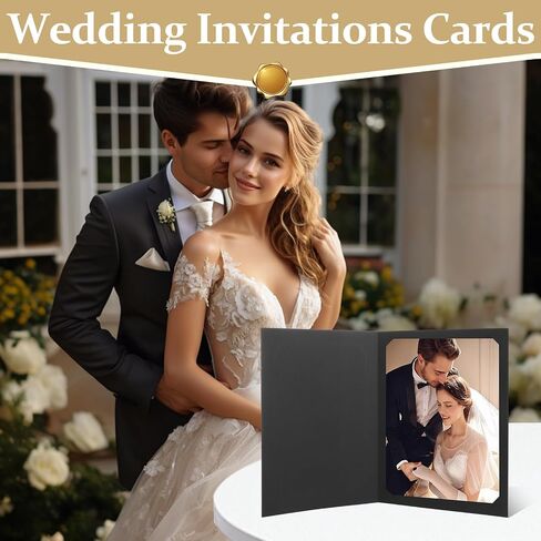 100 PCS مجلدات صور لـ 4x6 أو 5x7 إطار صورة الورق ، إطارات صور الورق الورقية السوداء لبطاقات المعايدة ، صور ، صور عيد الميلاد ، حفل زفاف ، تخرج in Saudi Arabia