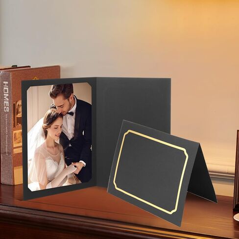 100 PCS مجلدات صور لـ 4x6 أو 5x7 إطار صورة الورق ، إطارات صور الورق الورقية السوداء لبطاقات المعايدة ، صور ، صور عيد الميلاد ، حفل زفاف ، تخرج in Saudi Arabia