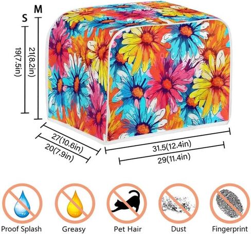 Red Strawberry Flower 2, 4 Slice Toaster Cover Realistic Fruit Strawberries Polyester Fabric 2/4 Slice Toaster Berry Plant Flower For Kitchen Small Appliance -M in Saudi Arabia