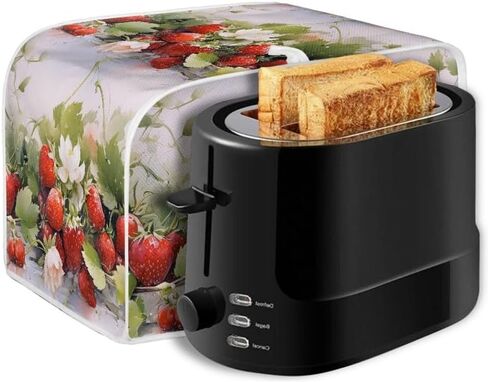 Red Strawberry Flower 2, 4 Slice Toaster Cover Realistic Fruit Strawberries Polyester Fabric 2/4 Slice Toaster Berry Plant Flower For Kitchen Small Appliance -M in Saudi Arabia