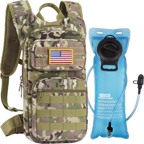 GENILU Tactical Hydration Backpack with 3L Water Bladder, Lightweight Molle Water Backpack Daypack for Men Women in Saudi Arabia