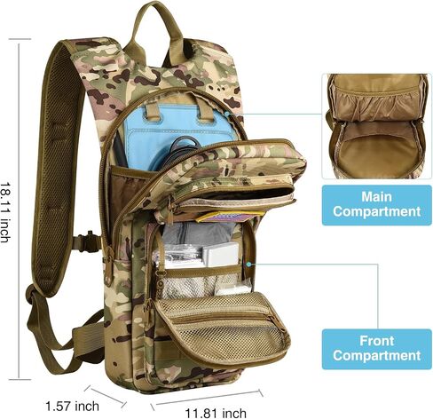 GENILU Tactical Hydration Backpack with 3L Water Bladder, Lightweight Molle Water Backpack Daypack for Men Women in Saudi Arabia