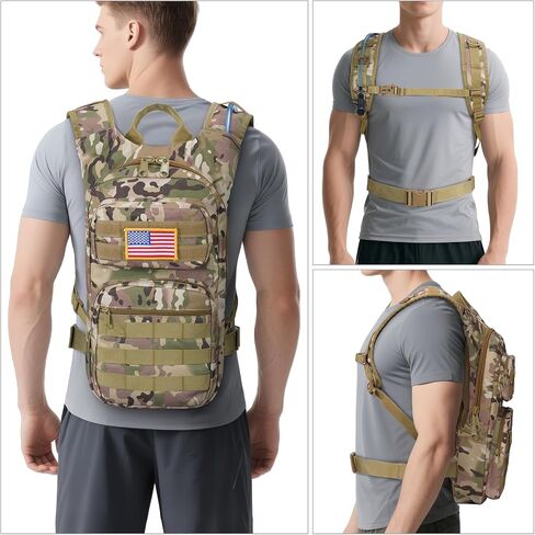 GENILU Tactical Hydration Backpack with 3L Water Bladder, Lightweight Molle Water Backpack Daypack for Men Women in Saudi Arabia