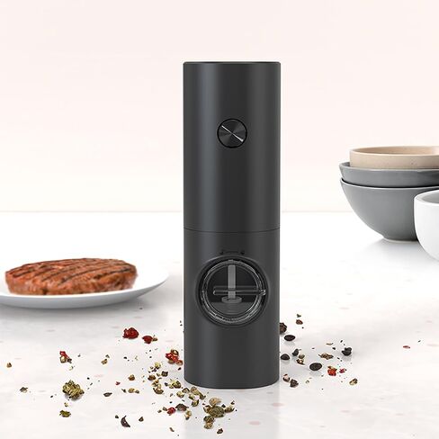 Electric Pepper and Salt Grinder, Spice Mill ，Battery Powered Adjustable 5 Levels of Coarseness Black Pepper Grinder Mill, Automatic Grinding with LED Light in Saudi Arabia