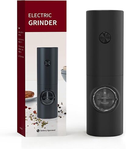 Electric Pepper and Salt Grinder, Spice Mill ，Battery Powered Adjustable 5 Levels of Coarseness Black Pepper Grinder Mill, Automatic Grinding with LED Light in Saudi Arabia