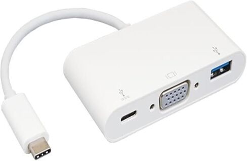 USB 3.1 النوع C إلى VGA Plus USB 3.0 Type A Plus Type C Date & Charging Adapter - White in Kuwait