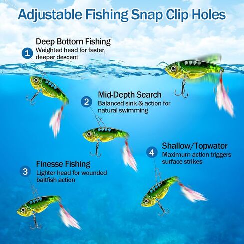 Spinner Baits VIB Fishing Lures for Trout Walleye with Fishing Snap Clips Metal Blade Bait Spoon Lures Rooster Tail Treble Hooks Freshwater Saltwater FS/YE-06 in Kuwait