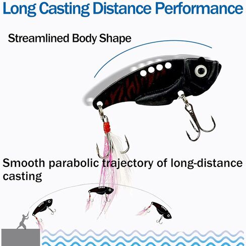 Spinner Baits VIB Fishing Lures for Trout Walleye with Fishing Snap Clips Metal Blade Bait Spoon Lures Rooster Tail Treble Hooks Freshwater Saltwater FS/YE-06 in Kuwait