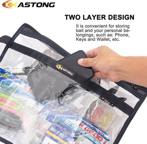 2 Layer Water-resistant Fishing Bait PVC Clear Storage Bag BaitShield Tackle Bag Storage for Bait Tackle Lures Soft Plastics and Fishing Gear Large Capacity 2 Size (1Pc Medium+1Pc Large) in Saudi Arabia