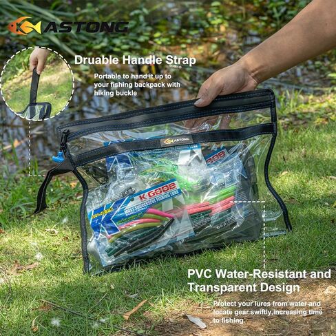 2 Layer Water-resistant Fishing Bait PVC Clear Storage Bag BaitShield Tackle Bag Storage for Bait Tackle Lures Soft Plastics and Fishing Gear Large Capacity 2 Size (1Pc Medium+1Pc Large) in Saudi Arabia