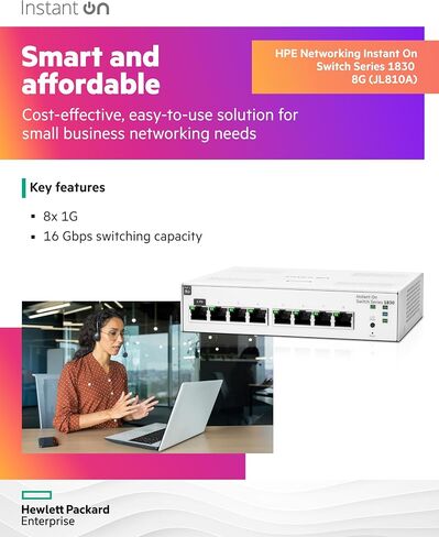 Aruba Instant في 1830 8-Port GB Smart Switch | بلا مروحة | الحبل الأمريكي (JL810A#ABA) in Saudi Arabia