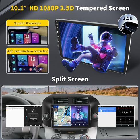 2+64 جيجا بايت Apple Carplay لاسلكي لراديو Android Toyota RAV4 2007-2012، شاشة Hikity 10.1 بوصة تعمل باللمس RAV4 ستيريو مع Android Auto، HiFi، نظام تحديد المواقع العالمي (GPS)، واي فاي، بلوتوث، SWC، ميكروفون، كاميرا احتياطية in Saudi Arabia