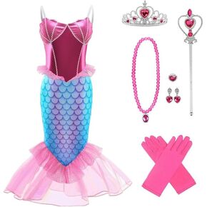 Dressy Daisy Princess Mermaid Fancy Seashell Dress Birthday Party Costume for Toddler Little Girls Size 2T to 6, Pink