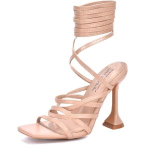 Cape Robbin Jenni Sexy Stiletto High Heels for Women, Lace Up Square Open Toe Shoes Heels