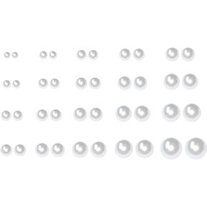 WAINIS 20 Pairs 2-10mm Round Imitation Pearl Earrings Composite Pearls Ball Stud Earrings Mixed Sizes Pearl earrings Set Jewelry Gifts