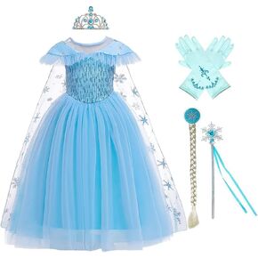 HIHCBF Frozen Elsa Costume Sequins Princess Birthday Dress for Girls Halloween Christmas Party Ball Gown w/Accessories
