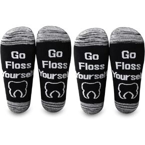 LEVLO Funny Dental Dentist Gifts Go Floss Yourself Socks Dental Hygienist Dentist Assistant Gifts