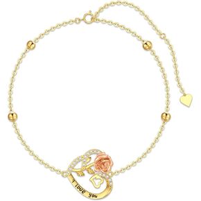 Aihpos 14k Gold Love Heart Bracelet For Women, Cubic Zirconia in Kuwait