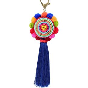 Big Pom Pom Beads Tassel Long Bag Pendant Charm Keyring Keychain for Women Purse Handbag Decor