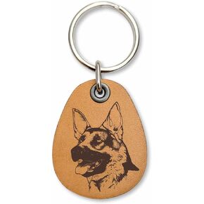 German Shepherd - Genuine Leather Keychain - Pet Key Fobs