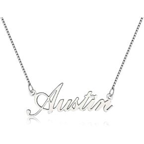 Lutilo 925 Sterling Sliver Custom Name Necklace Personalized Initial Necklaces Pendant Jewelry Gift for Her (Austin)