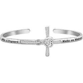 Christian Bracelet Gift Faith Gift God Cross Bracelet My Lifeguard Walks on Water Religious Christening Gift Baptism Gift