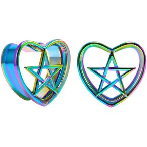 COOEAR 1 Pair Stainless Steel Gauges For Ears Double Flared Piercing Tunnels Notched Plugs Stretchers 0g to 1 Inch.