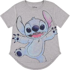 Disney Ladies Lilo and Stitch Shirt - Ladies Classic Lilo and Stitch Fashion Tee Lilo and Stitch Stripe Sleeve Athletic Tee
