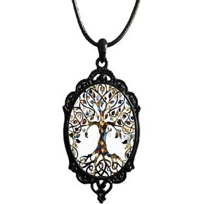 BaBakiak Tree of Life Cameo Necklace, World Tree Glass Pendent Choker, Zinc, No Gemstone in Kuwait