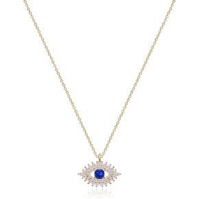 VACRONA Evil Eye Necklace for Women 18k Gold Plated Textured Disk Necklace Shark Tooth Necklace Multicolored CZ Turquoise Protection Heart Pendent Hamsa Minimallist Layering Coin Necklace……