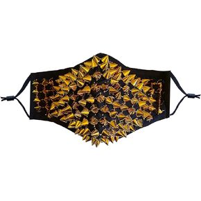 Neva Nude Gluttony Studded Gold Face Mask Dust Cover - Inner Filter Pocket 100% Cotton, Wired Nose, Adjustable Ear Loops