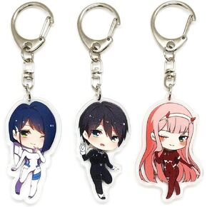 EBTY DREAMS Inc. - Set of 3 Darling FranXX Acrylic Keychain Zero Two, Ichigo, Hiro v1