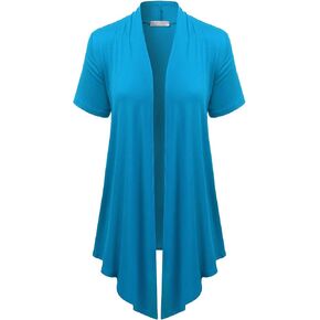 EIMIN Women's Basic Solid Short Sleeve Open Drape Front Jersey Cardigan (S-3XL) in Saudi Arabia