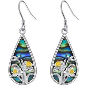 SLIACETE Rose/Daisy/Daffodil/Carnation/Morning Glory Dangle Drop Teardrop Earrings 925 Sterling Silver Birth Month Flower Jewelry Birthday Gifts for Women Girls Mom Wife