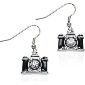 Small Black Camera Earrings