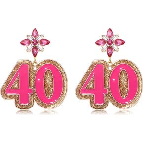 Birthday Earrings Glitter Happy Birthday Earrings for Women Alloy Pink Earrings Sparkly Rhinestone Crystal Birthday Gifts Fun Christmas Party Jewelry