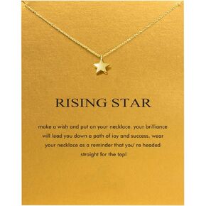 Friendship Clover Necklace Unicorn Good Luck Elephant Cross Necklace with Message Card Gift Card … (star)
