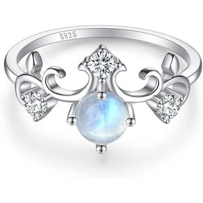 Angol Vintage Moonstone Ring 925 Sterling Silver Moonstone Ring for Women Infinity Ring Moonstone Jewelry Gifts for Women Girls Victorian Style Ring