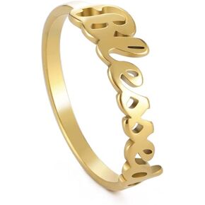 LIKGREAT Faith Strength Engraving Blessed Ring Thin Finger Ring Inspirational Pray Religious Ring for Women