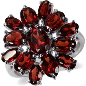 Silvershake 6.13ct. Natural Garnet White Gold Plated 925 Sterling Silver Cluster Ring